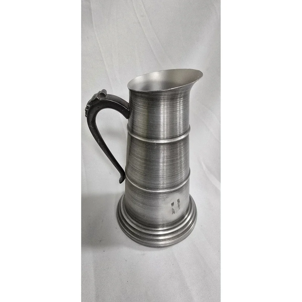 Vtg Seymour Mann Pewtertone Italy pitcher MCM brutalist barware old-world rustic
